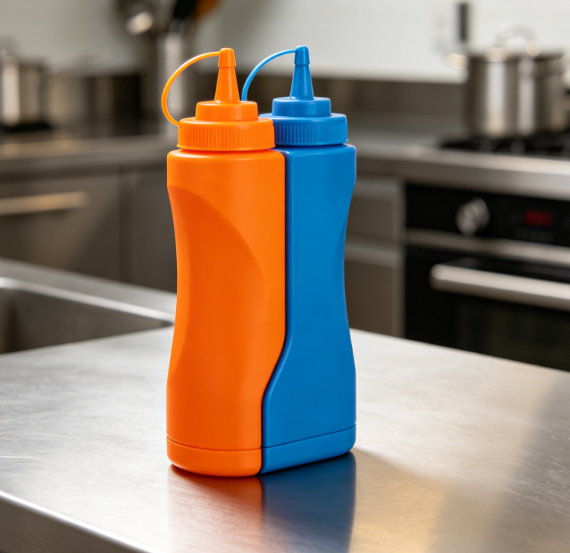 Interlocking Dual-Compartment Squeeze Bottle